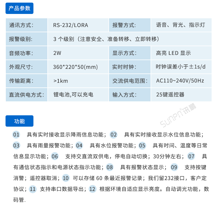 防汛預(yù)警提示通知系統(tǒng)參數(shù)