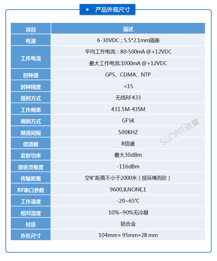 無線授時服務器尺寸參數