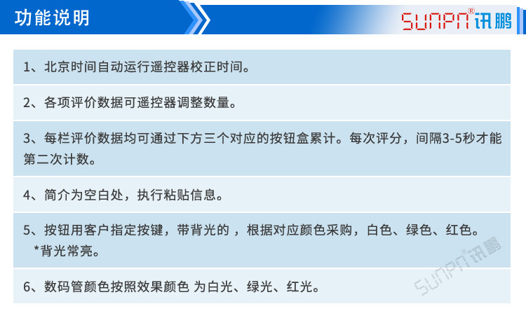 食堂滿意度看板遙控功能說明