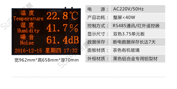 溫濕度數據看板顯示介紹 溫濕度數據看板顯示介紹