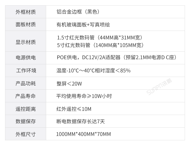 LED電子鐘產品參數