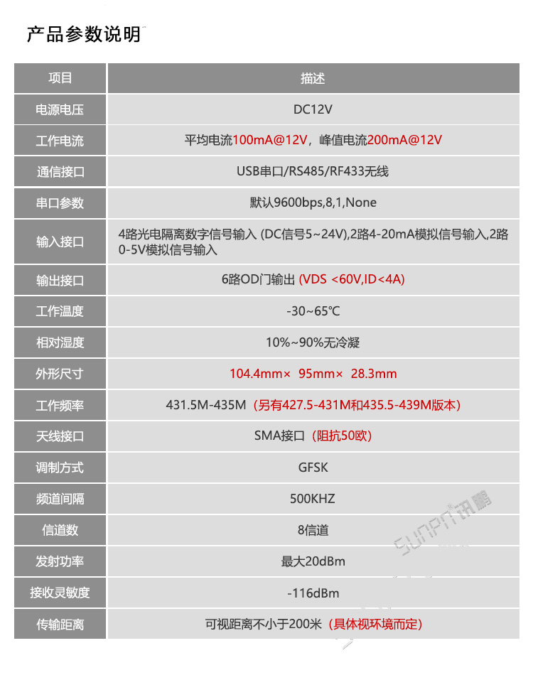 安燈系統解決方案-USB數據采集器參數