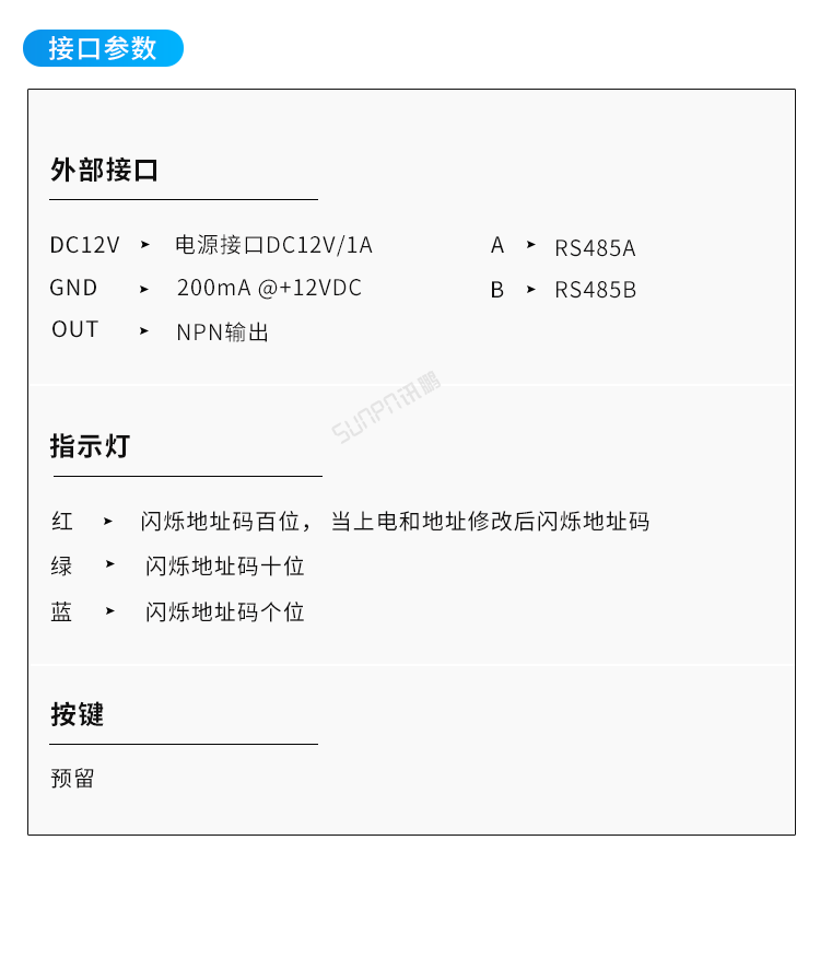 激光雷達人體感應器產品參數(shù)