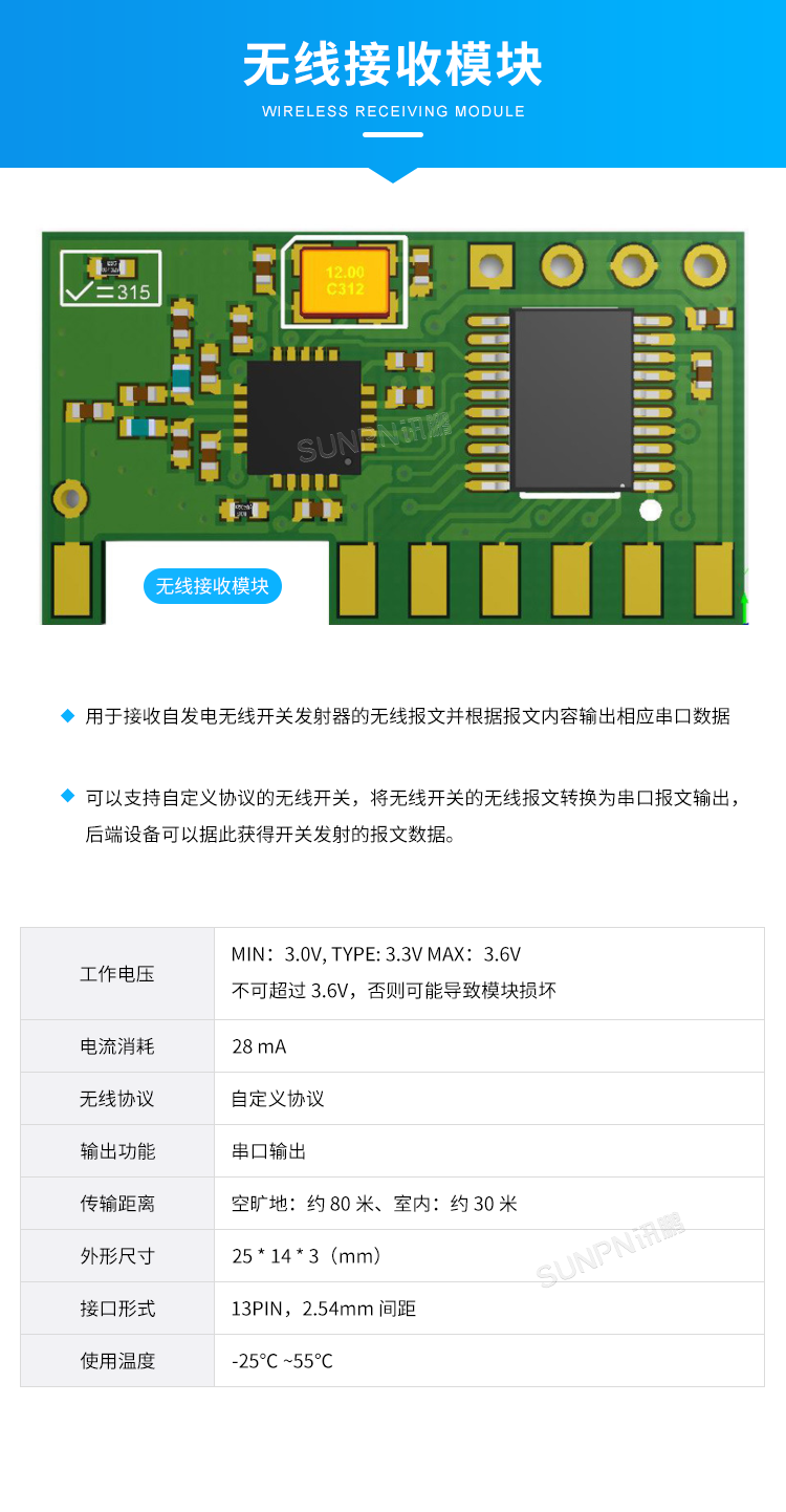 免供電門鎖開關感應器-無線接收模塊